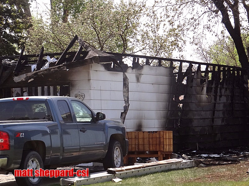 Aftermath of Sat evening fire NE Jamestown.  More CSi photos by Matt Sheppard at Facebook